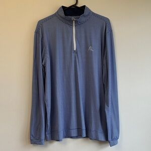 Rhoback Blue Houndstooth Quarter-Zip Pullover size XL